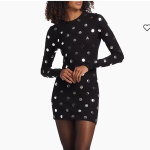 Area polka dot long sleeve mini dress